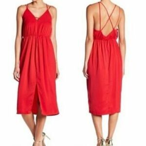 NWT Few Moda red satin finish sleeveless midi dress size medium M B52